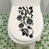Vintage Black Floral Vine Butterfly Toilet Wall Sticker Self-Adhesive Waterproof Removable Bathroom Elegant Home Decor Art