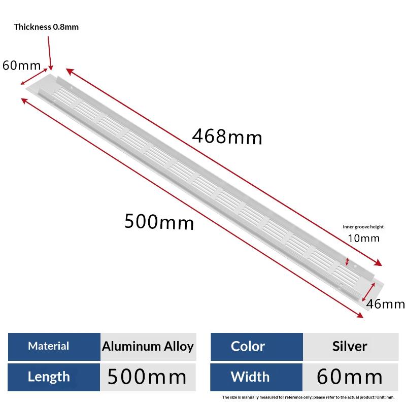 1Pcs Household Air Vent Grille Wall Ventilation Cover Wardrobe Parts 50/60/80mm*150-500mm Aluminum For Cupboard DIY Accessories