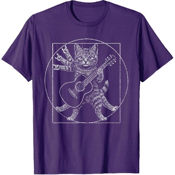 Rock Cat Guitar Music Funny Feline Rocker Design T-Shirt
