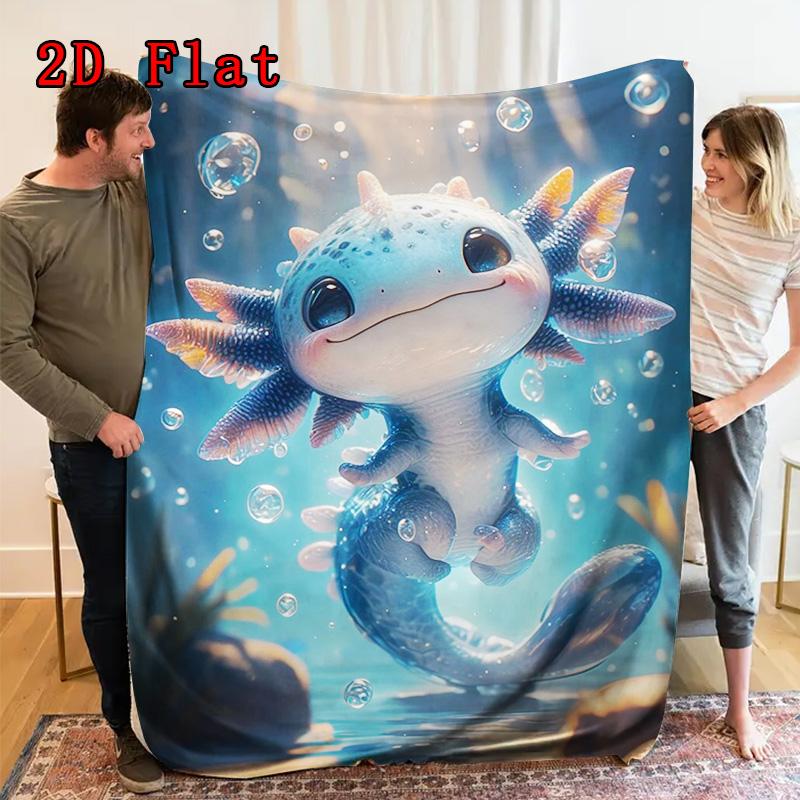 Blue salamander bubble 2D Flat Pattern Flannel Blanket High quality All Seasons Warmth and Comfort Perfect for Christmas Gifts.MMT0918398