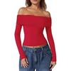 European and American Women's One-Shoulder Long-Sleeve Milk Silk T-Shirt - Elegant and Stylish Design