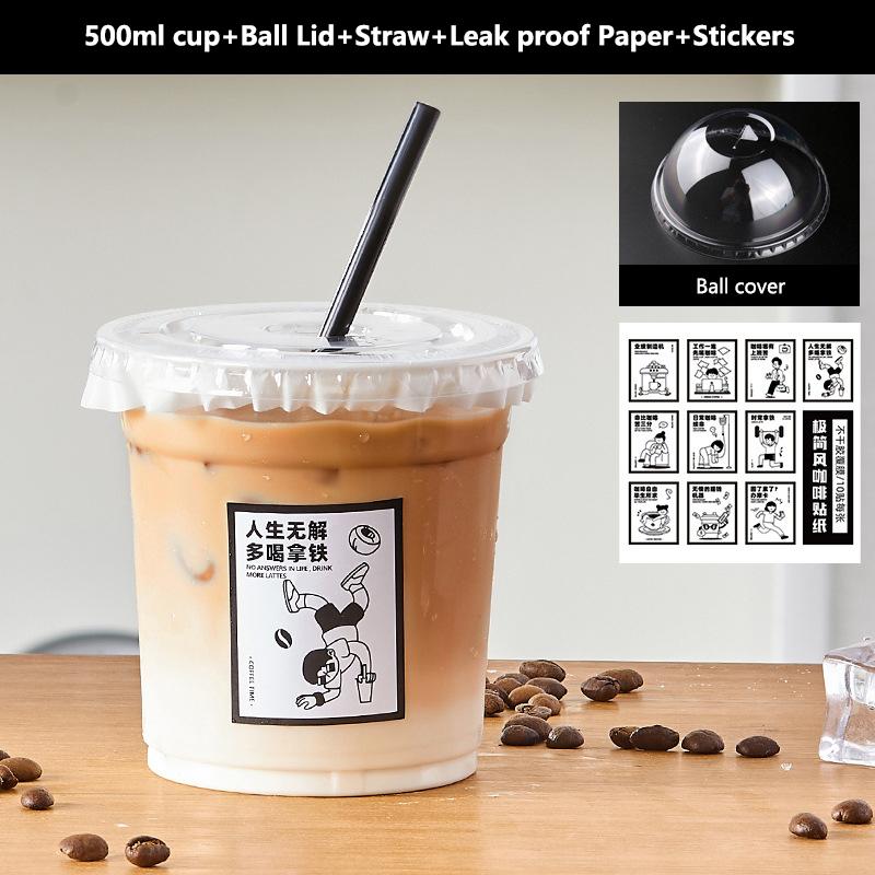 10Pcs Clear Plastic Cup With Strawless Lids Disposable Cups For Iced Coffee Or Juice Party Smoothie Milkshake Cold Drinks