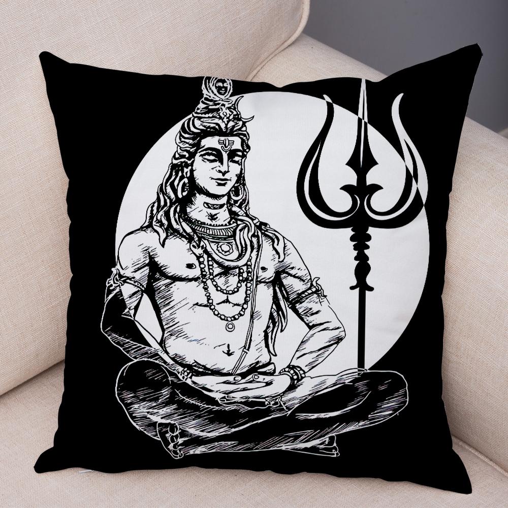 Indischer Gott Ganesha Kissenbezug Bunt Psychedelischer Kunstdruck Weiche Leinen Yoga Raum Heimdekoration Kissenhülle