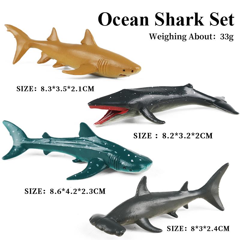 Oenux Mini Ocean Marine Shark Model Classic Sea Life Animal Whale Turtle Action Figures PVC Lovely Educational Toy For Kids Gift