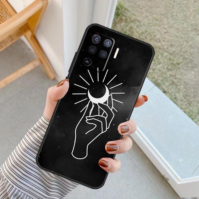 Hand hält Mond Finger Herz Hülle Für Oppo A76 A16 A96 A17 A18 A60 A80 A40 A38 A58 A78 A98 A94 A74 A54 A15 A57 A77 A5 Pro