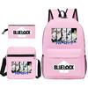 Large Capacity Schoolbag with Shoulder Strap; Student Three-piece Pencil Case Set