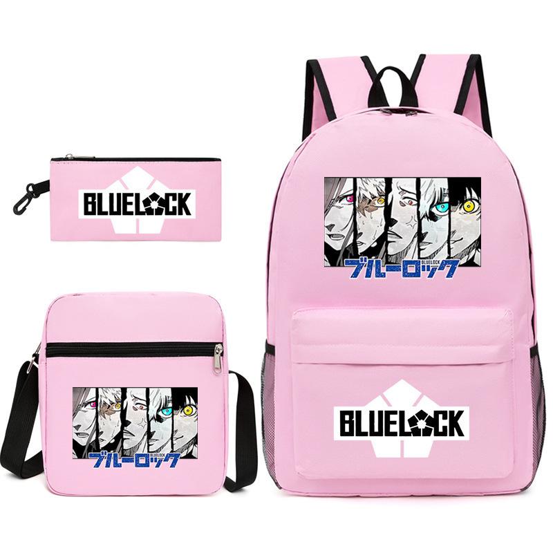 Large Capacity Schoolbag with Shoulder Strap; Student Three-piece Pencil Case Set