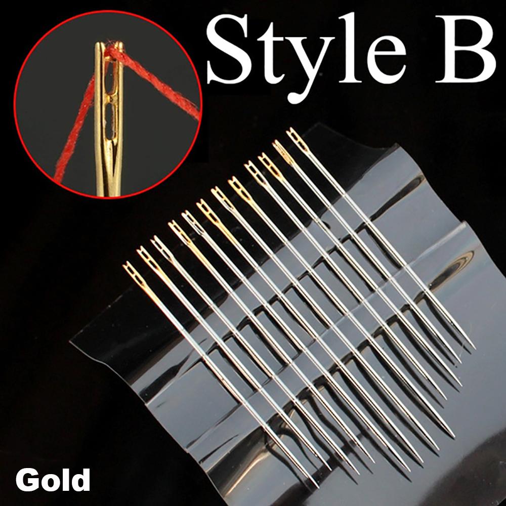 

60/12 шт. швейных игл из нержавеющей стали с боковым отверстием, самозаправляющиеся потайные иглы, бытовые швейные принадлежности своими руками 12Pcs(1 set)