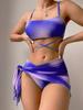 2024 Tie-Dye Women's Three-Piece Bikini Set with Mesh Skirt