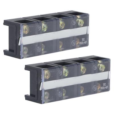 Terminal Strip Dual Rows High Current Screw Terminal Block with Cover 600V 60A 2pcs 4 Position