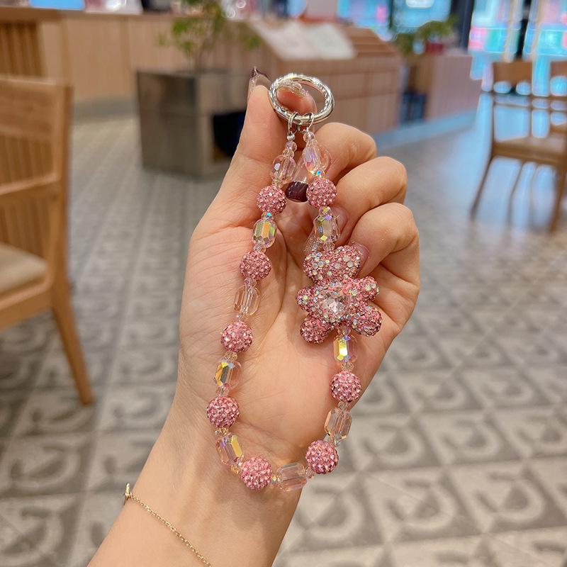 Clay Bear Rhinestone Keychain: Exquisite Crystal Beaded Bracelet Charm for Bags & Keys