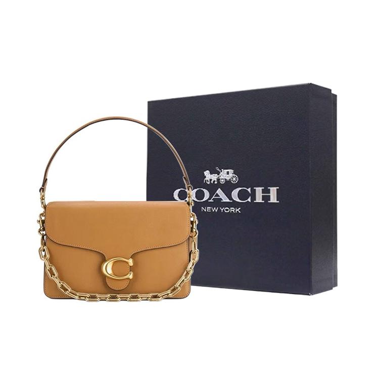 Coach Tabby 26 Gold Metal Logo Leather Shoulder Bag Medium Women shoulder bag Honey-Brown CAF52-B4T7J