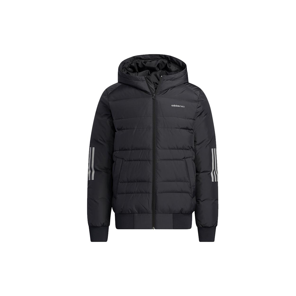 adidas neo M Dwn 3S Puf Jk Metallic Sports hooded down Jacket Black Men s H45283 S