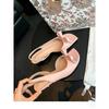 Heel high French square head bow empty open-toed sandals women's outer wear summer beautiful high heels
