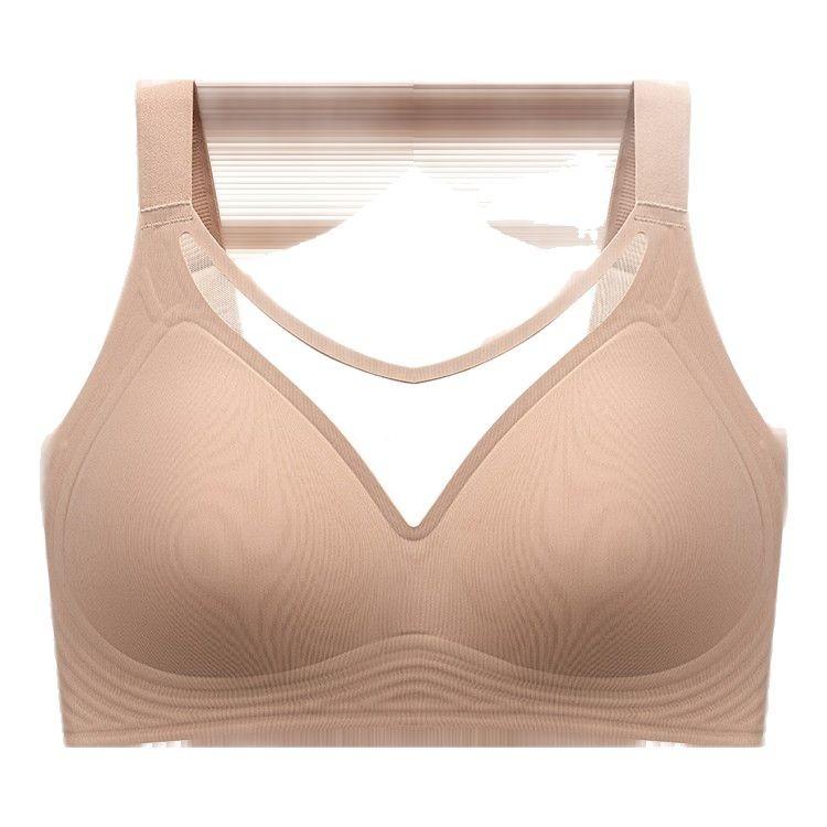 Popular seamless large-size underwear without steel ring gathering jelly glue anti-sagging side bra