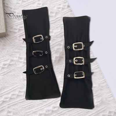 1 Par Cosplay Handsker Justerbare Spænder Fingerløse Anti-slip Ensfarvede Performance Ærmer Punk Stil Halloween Fest Karneval Armmanchetter