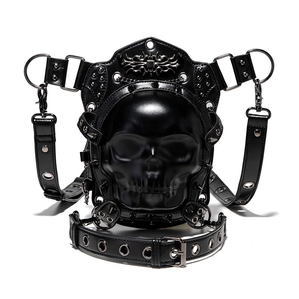 Dunkle Punk-Schädel-Frauen-Kleine Umhängetasche Mit Kette Und Nieten Für Den Täglichen Stil