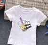 Cartoon Panda Graphic Tees Lovely Kids TShirt Cute Milk Tea Printed Baby Boys Girls Toddler Clothes Hot Sale