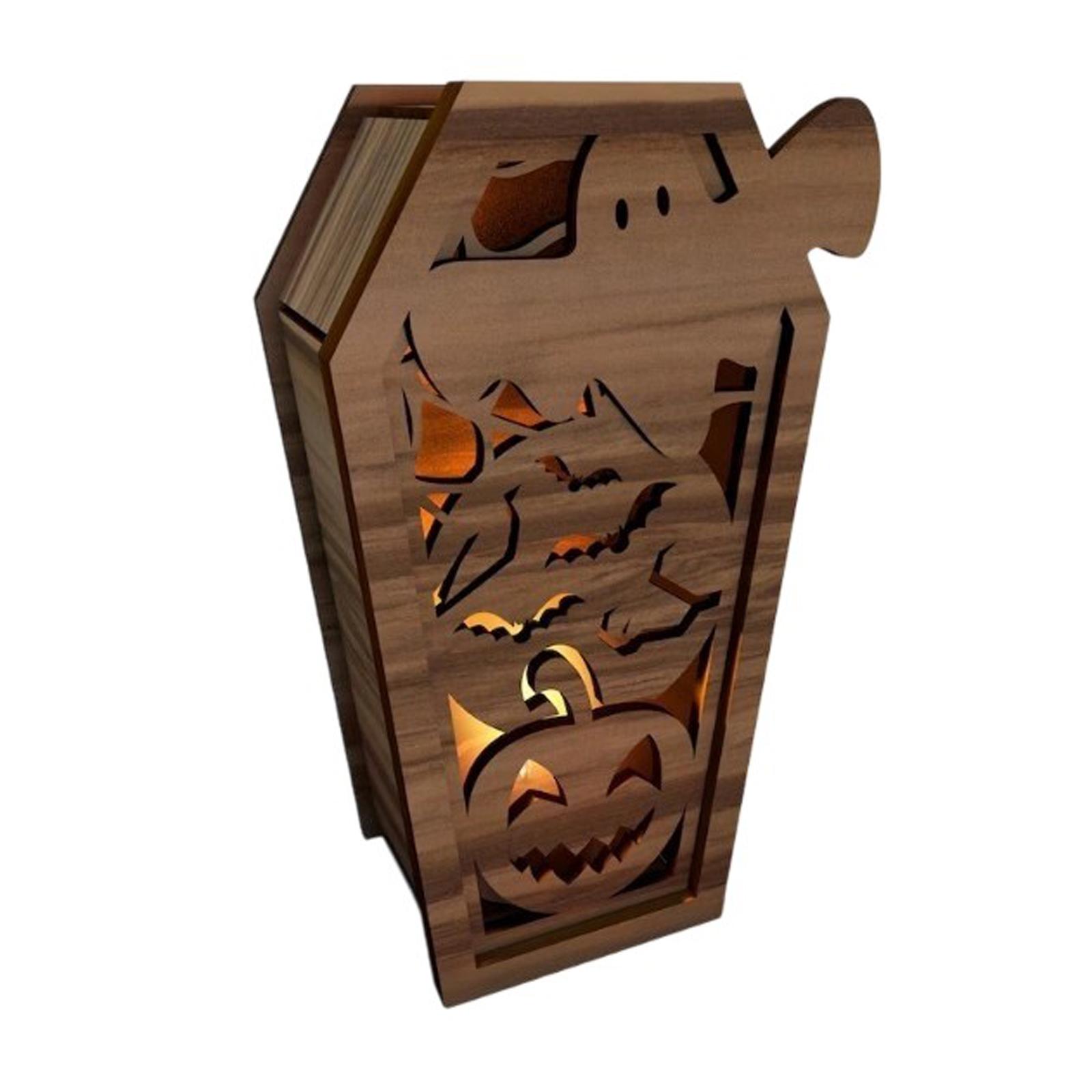

Halloween Crafts Coffin Candle Holder Wooden Crafts Coffin Candle Light One Size