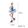 Smalț albastru rafinat, drăguț, balet, patinaj artistic, patine pe gheață, dansatoare, broșă, insignă, bijuterii, cadou pentru balerină, accesorii
