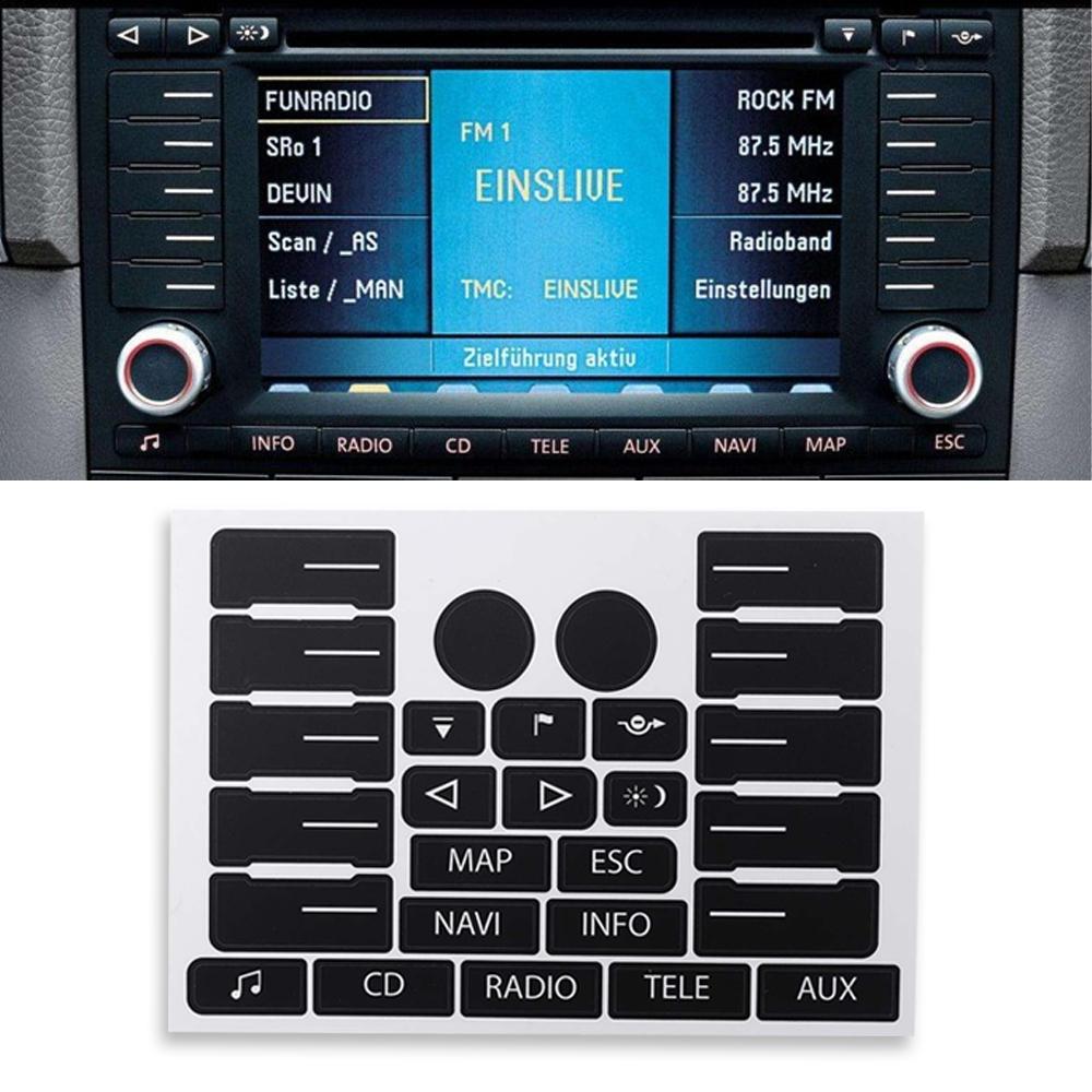 8ks Sada samolepek pro opravu tlačítek multimédií do auta pro 2005-2010 Volkswagen Jetta Passat Touareg Opravné samolepky Autopříslušenství