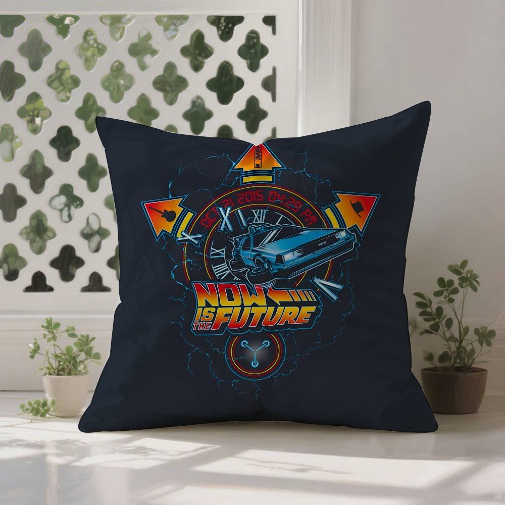 B-Back To The F-Future Pillow Case Anti-dustmite Pillowcase Invisible Zipper Silky Short Plush Sofa Cushion Cover
