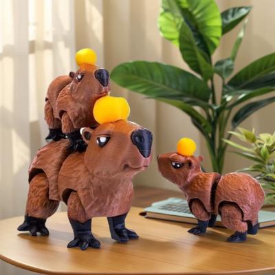 Figuras de Ação de Capivara Impressas em 3D Não Tóxicas Figuras de Capivara Articuladas Móveis Enfeites Criativos de Animais Decorações para Casa Presente de Natal