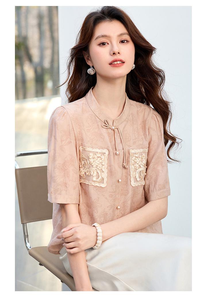 26 Year New Summer High-end Chinese Style Short Sleeved T-shirt, Blouse, Women's Shirt, Top, Women's Clothing