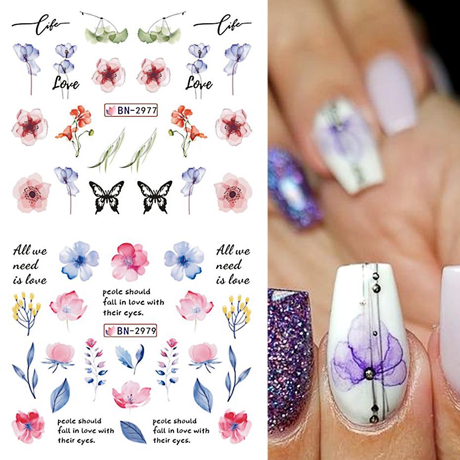 Water Nail Stickers Flowers Design Decals Summer Floral Petals Charming Art Decoration Sliders DIY Manicure Accessories Tool