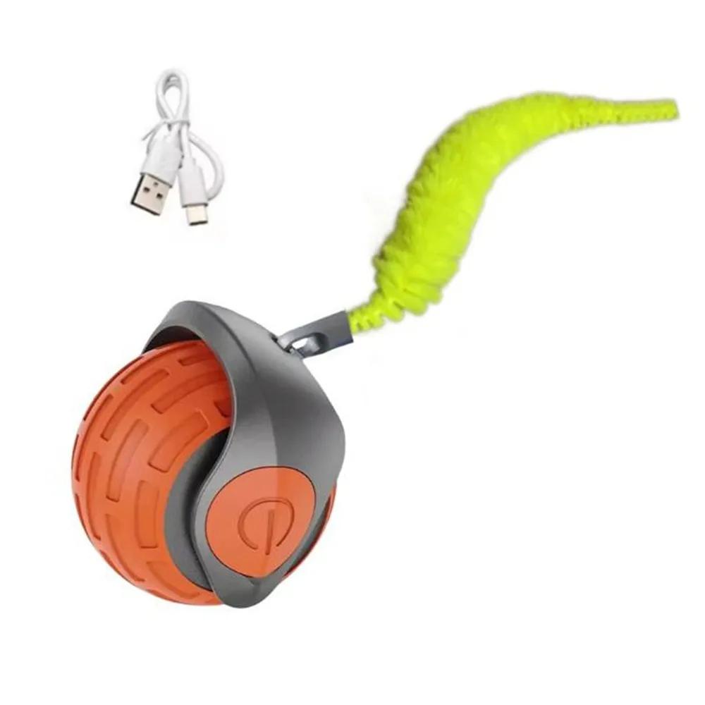

Plastic Interactive Cat Toy Ball Safe Rechargeable Cat Interactive Ball 2 Modes with Tail Cat s Automatic Rolling Ball Pets червоний