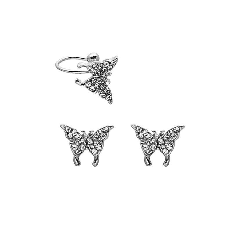 Мини серьги-бабочки Dongdaemun, клипса на козелок уха, изысканные, для девушки, с бриллиантами, модные серьги