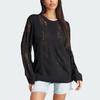 Adidas Blue Version Knit Sweater Solid Color Round Neck Loose Long Sleeve Sweater Women Sweater Black IL8532