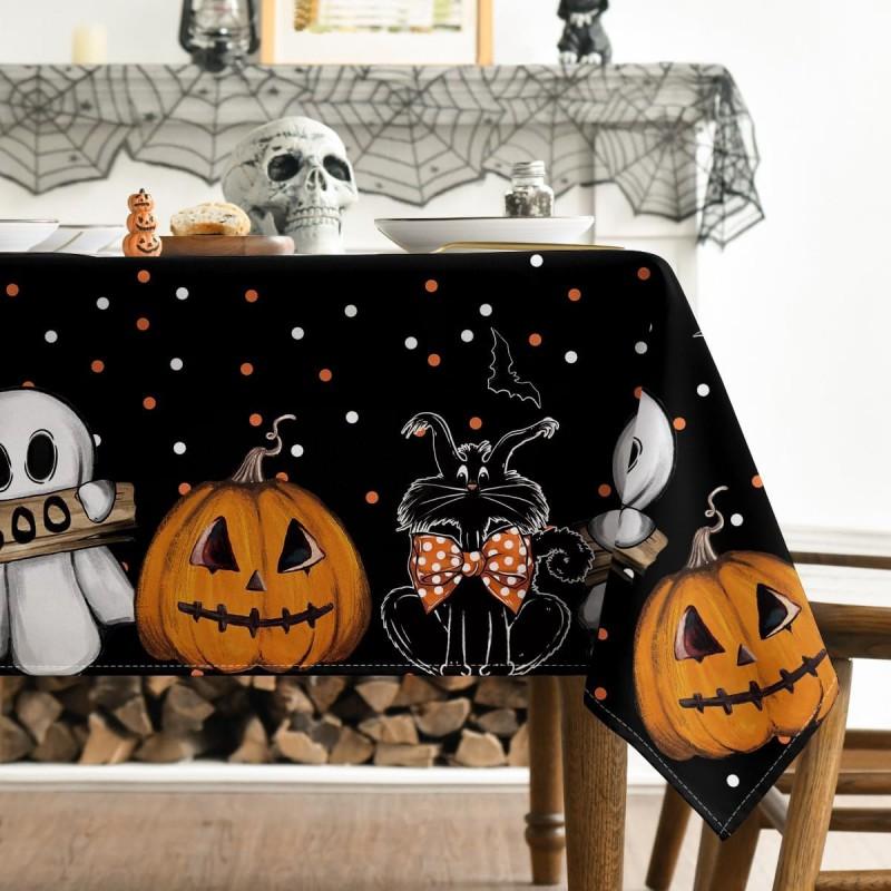 Halloween Tablecloth Rectangular Jack-o-Lantern Ghost Cat Party Decor Waterproof Oil-Resistant Placemat