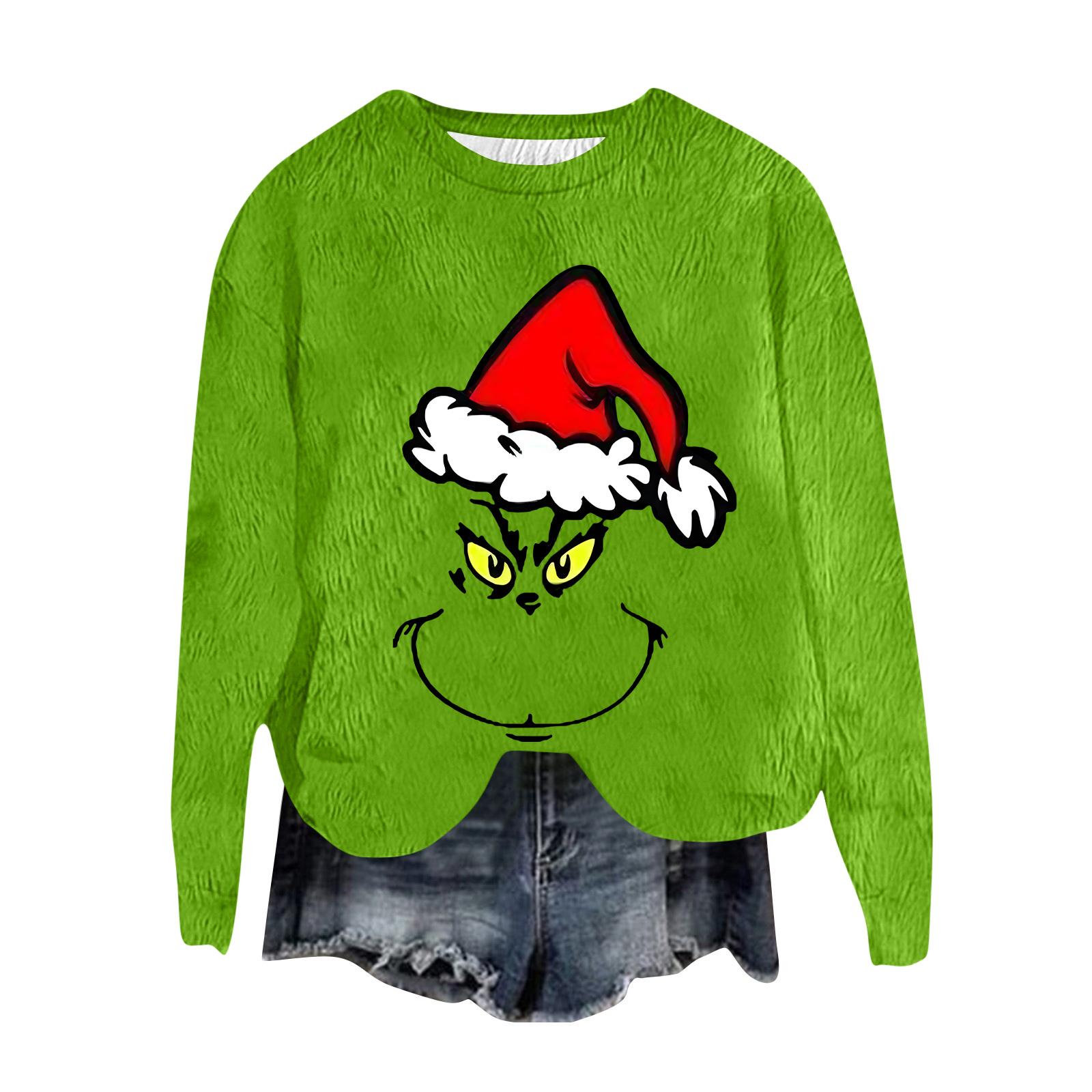 

Женский модный пуловер с круглым вырезом, футболка с длинным рукавом, рождественская толстовка с принтом L красный