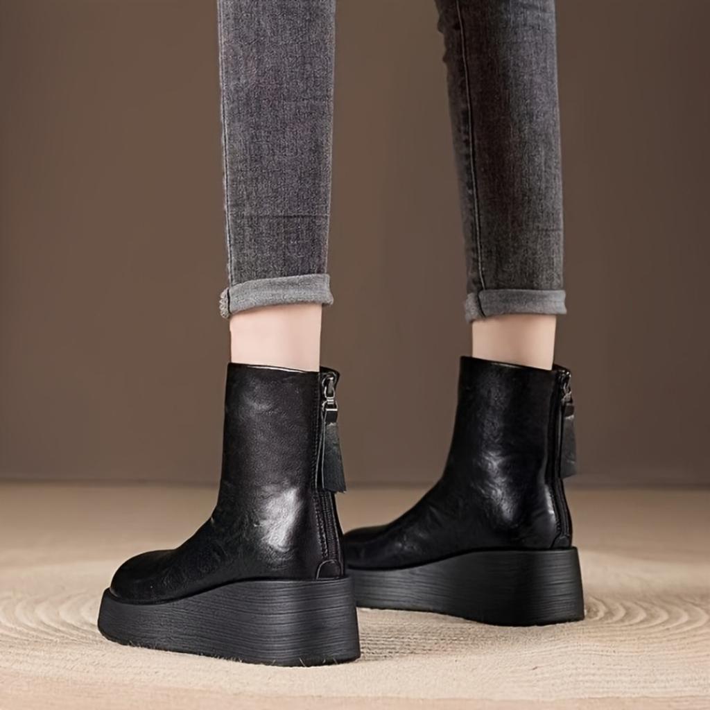 Elegant Women's Shoes, Elegant Ladies' Shoes, Fashionable and Versatile Women's Soft and Comfortable Boots,round Toe Thick Soled High Rise Short Boots