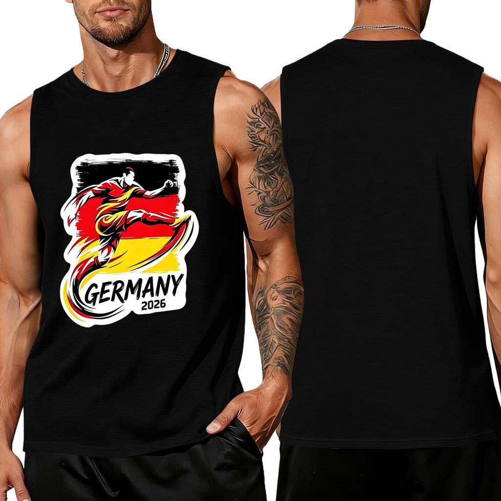 Men's Sleeveless Tank Top Athletic Vest Germany 2026 Soccer Graphic Print Cotton Blend Casual Fit