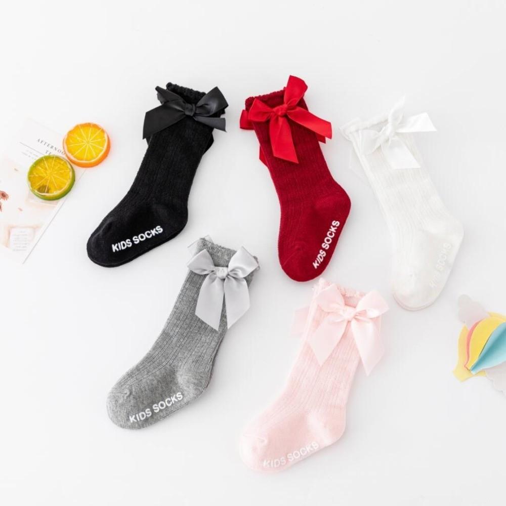 6 Pairs Soft Baby Knee Socks Breathable Big Bow Hosiery Fashion Kids Socks  Girls Wear