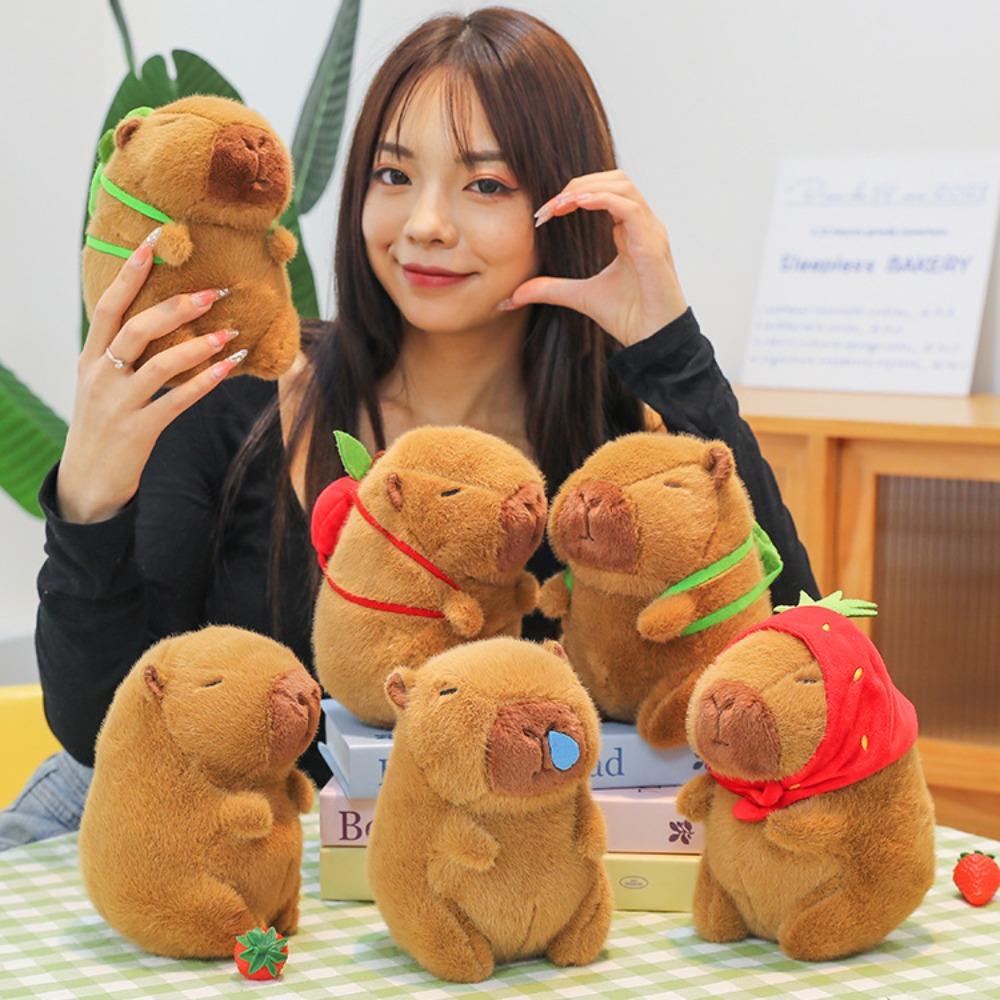 Fluffy Plush Capybara Plush Toy Soft Capybara Stuffed Doll Cartoon Capybara Cotton Doll  Room Decor