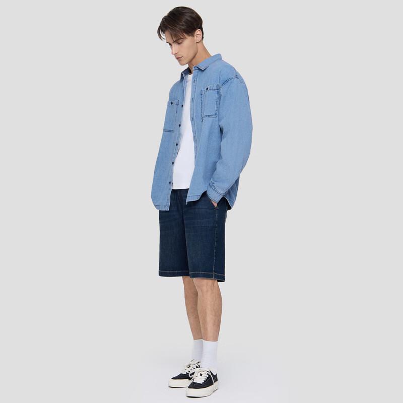 GAP Unisex 2025 Fall Cotton Contrast Button Loose Denim Shirt 791980