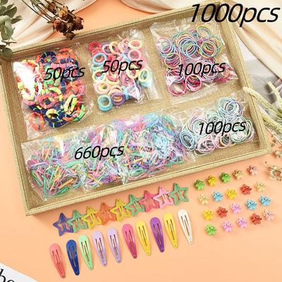1000pcs New Colorful Children Cute Tie Headband Hair Rope Hair Cards Headdress Children High Elasticity Small Leather Band Hair