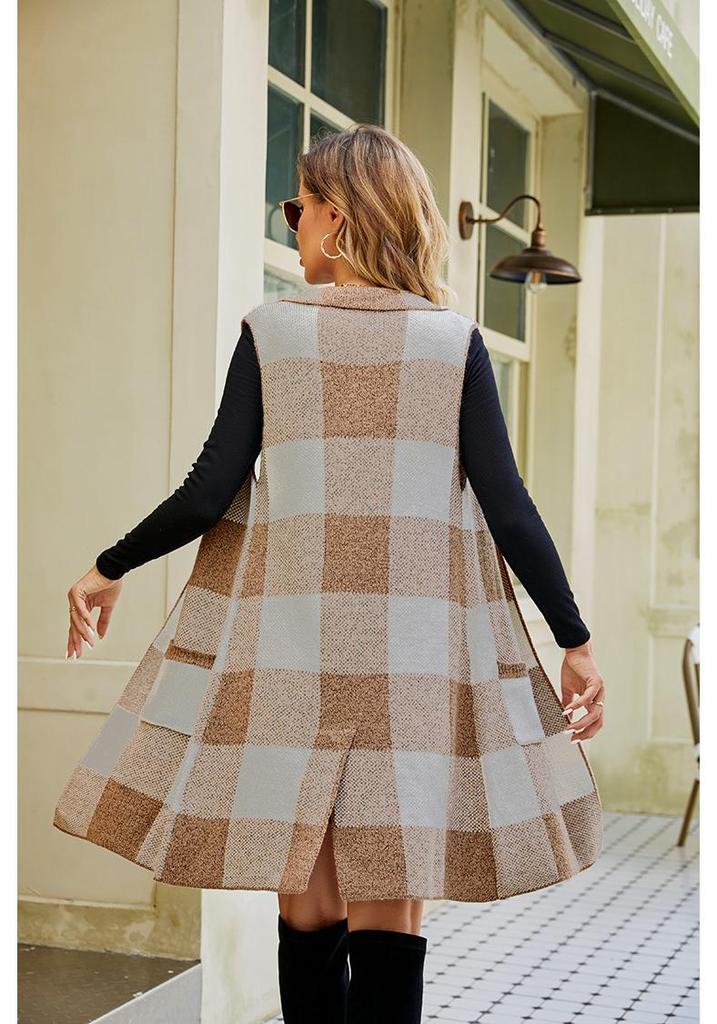 Autumn Winter Sleeveless Knit Vest with Suit Collar