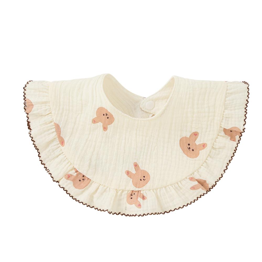 Baby Cotton Gauze Lace Bibs 360 Degree Rotating Drool Bibs For Infants Newborn Soft Absorbent Saliva Towel