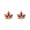 Boucles d'oreilles Feuille d'érable Zircon Rouge Automne - Tendance Nouvel An 2023