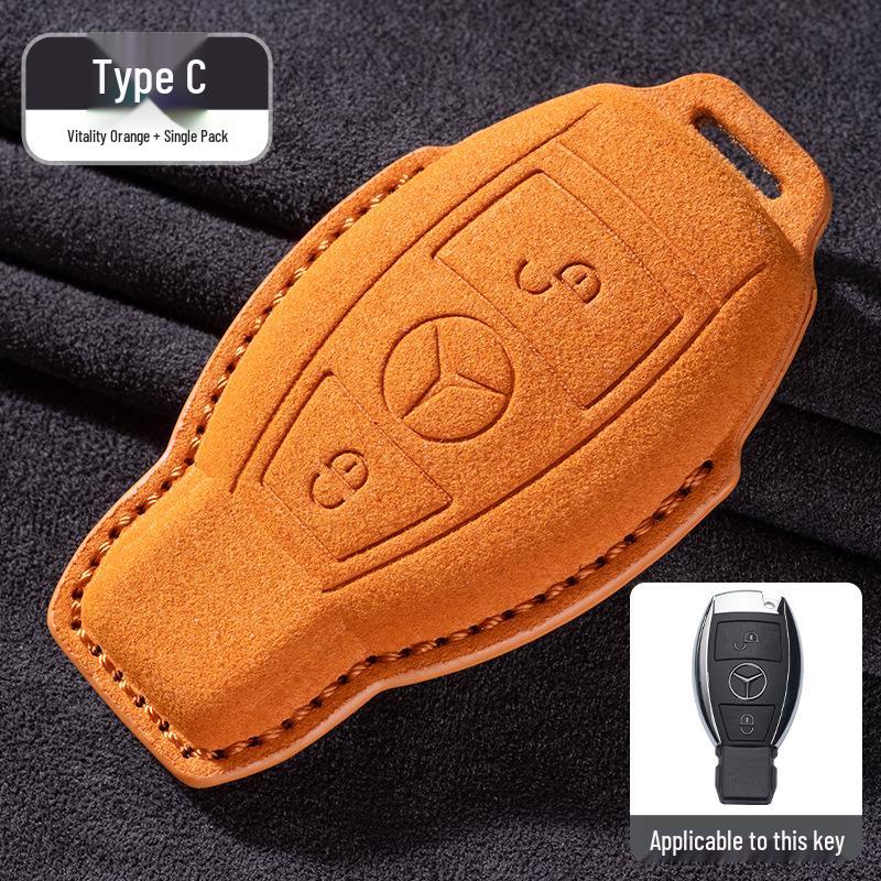 Mercedes-Benz E300L/GLC260/E260L Key Cover with Full Suede and Buckle - Men's Interior Decoration