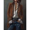 Women's European American Style Solid Color Patchwork Lace Velvet Long Sleeve Coat