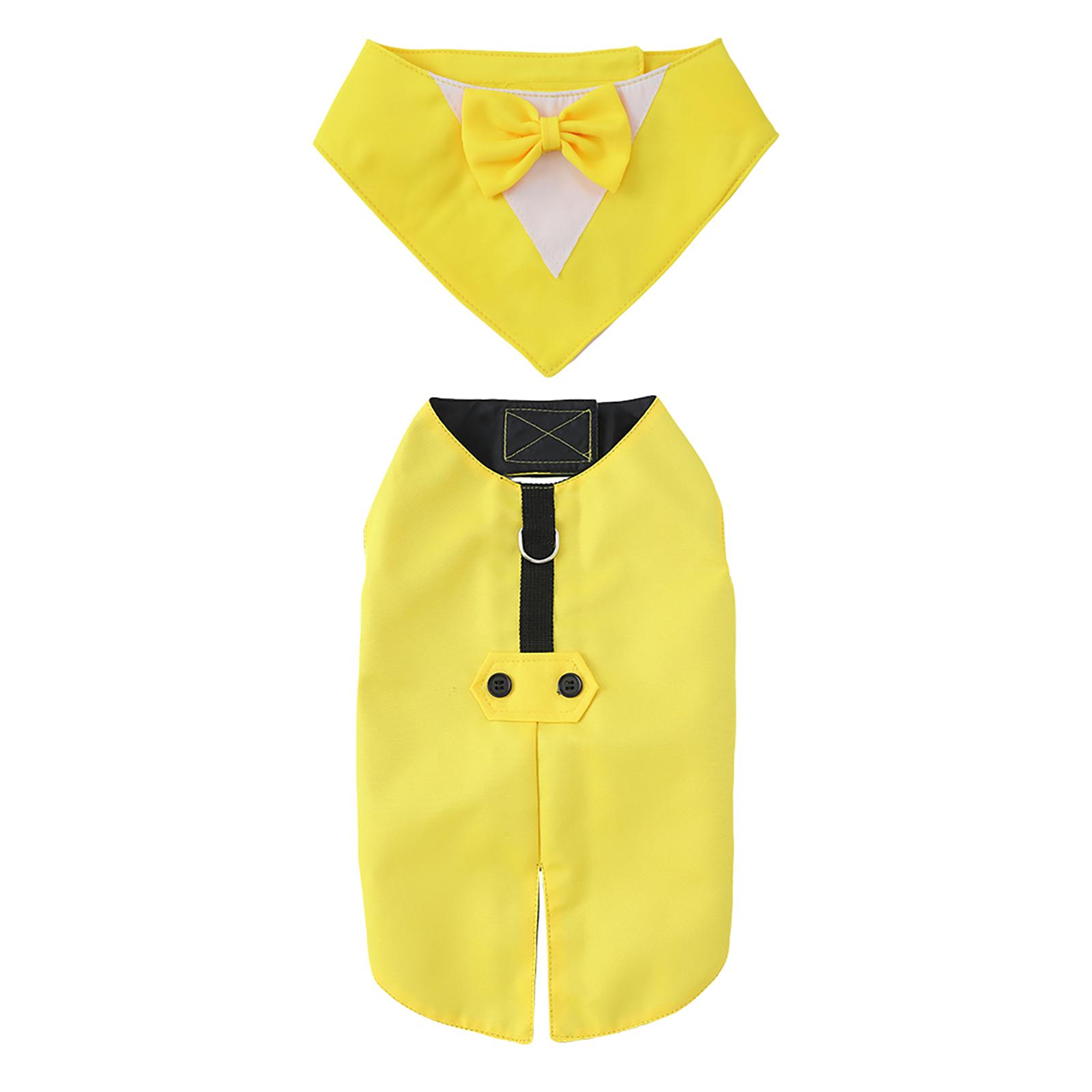 

Персонализированный, с вышивкой имени на заказ, смокинг для питомца, костюм для собаки, платье, манишка, одежда, костюм S жёлтый