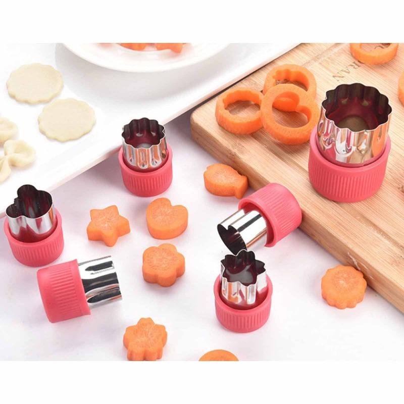 Fruit and Vegetable Cutters Set with Heart Star Flower Animal Shapes for DIY Cookie Baking Fondant Art and Cake Decoration