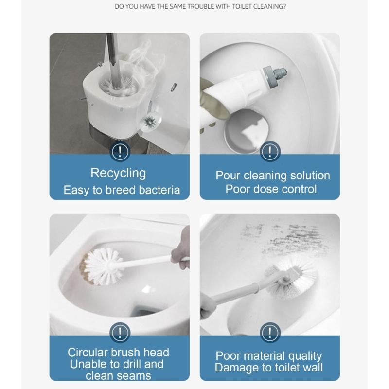 Disposable Toilet Brush Set Portable for Travel, Hotels, and Public Restrooms with Refill Sponge Heads
