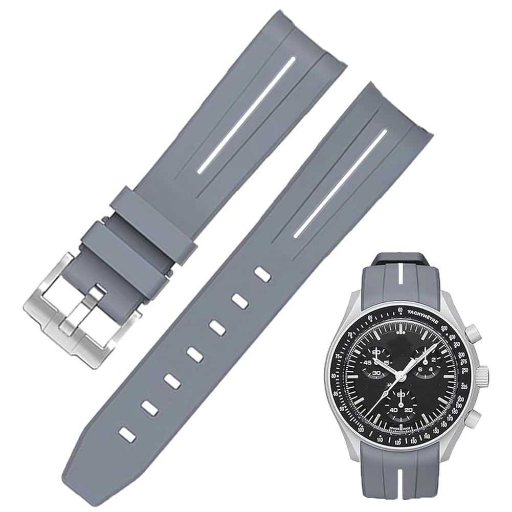 Sibehill 22mm Replacement Silicone Watch Band for Blancpain X Swatch with Bioceramic Scuba Fifty (Compatible Fathoms)