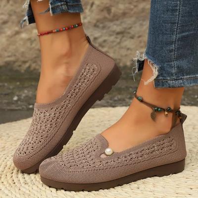 2024 Hot Sale Sapatos Femininos One Kick Mulheres Flats Outono Biqueira Redonda Malha Respirável Sólida Flat Casual Confortável Sapatos de Caminhada